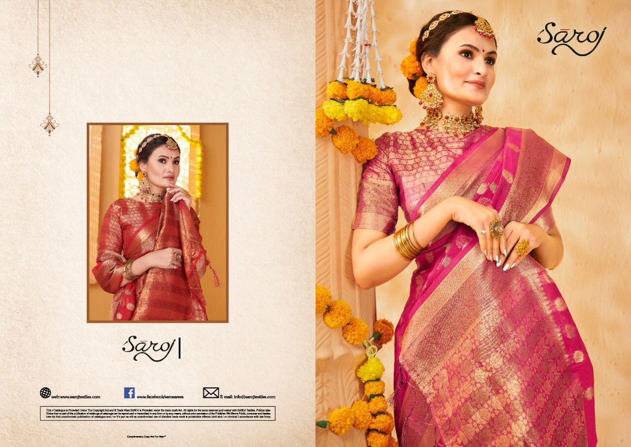 Saroj Rimjhim Latest Festive Wear Designer Fancy Organza Silk Saree Collection